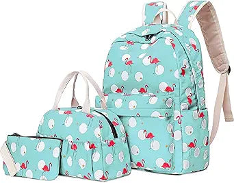 Flamingo Printed School Bag Set with Backpack, Lunch Bag & Pencil Case