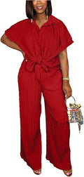 Casual Two Piece Set for Women - Button Down Shirt (Style 4FLY)