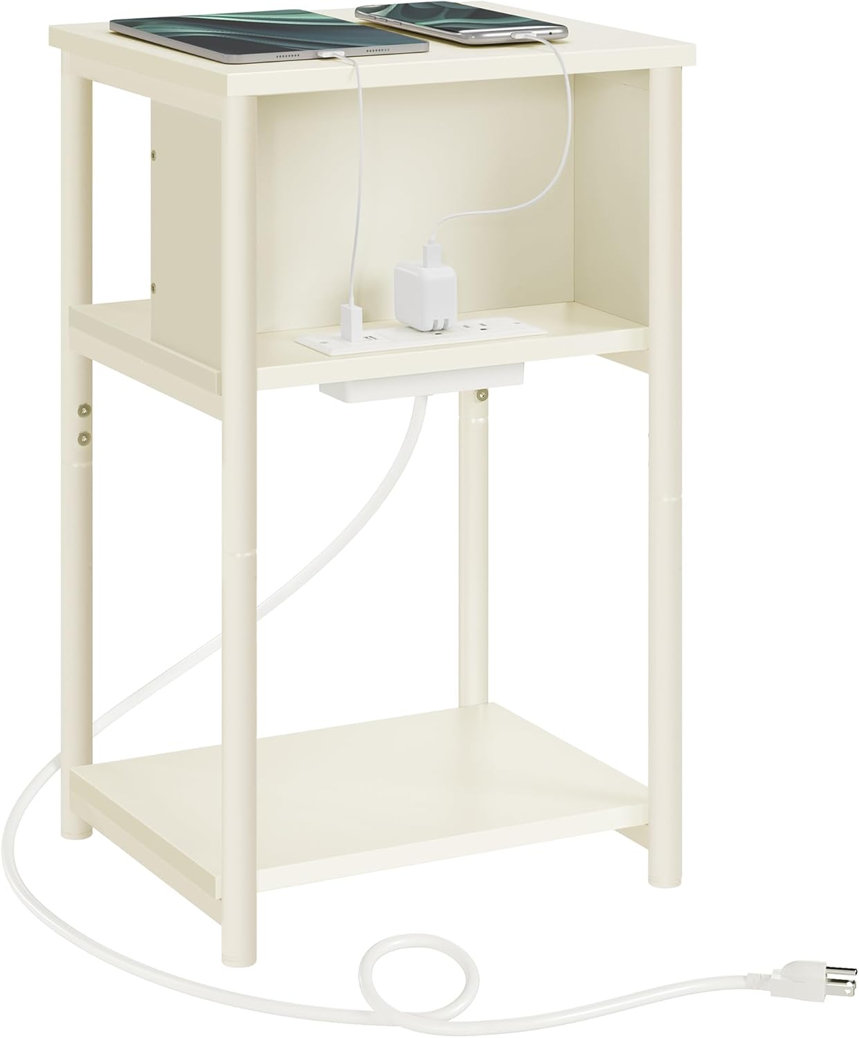VASAGLE Side Table with Charging Station and USB Ports