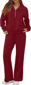 Lounge Sets For Women 2-Piece Half Zip Sweatshirt and Wide Leg Pants