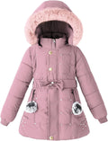 Cozy Fleece Jackets for Girls with Faux Fur Hoods for Winter Wear