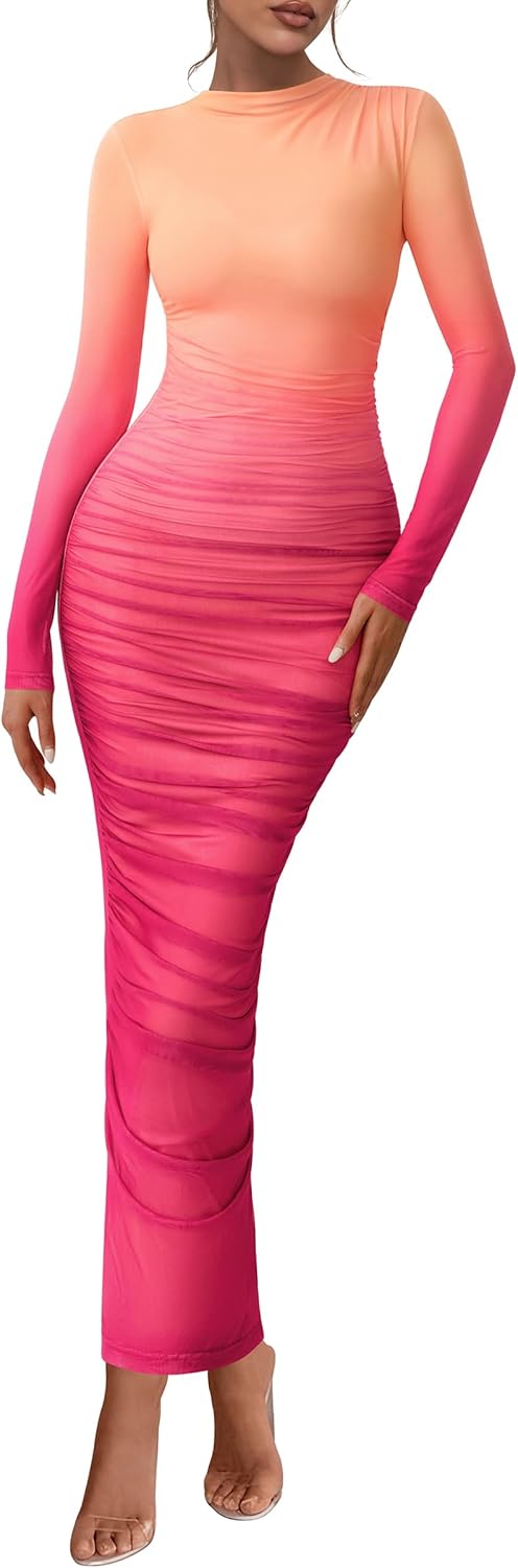 PRETTYGARDEN Women's Long Sleeve Maxi Dress for Fall Events