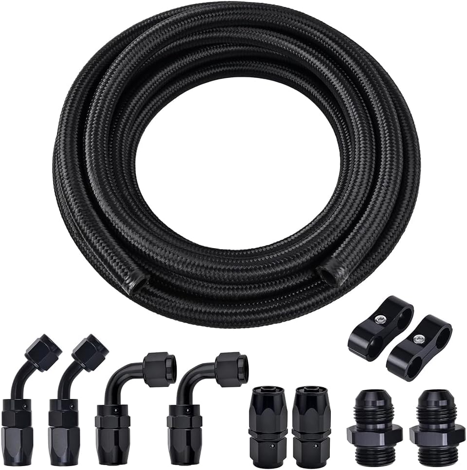 8AN Fuel Line Kit with Nylon Braided Hose and Fittings