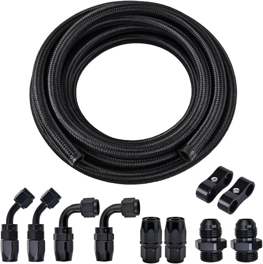 8AN Fuel Line Kit with Nylon Braided Hose and Fittings