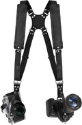 Dual Camera Harness Strap for Two Cameras - Leather Double Shoulder