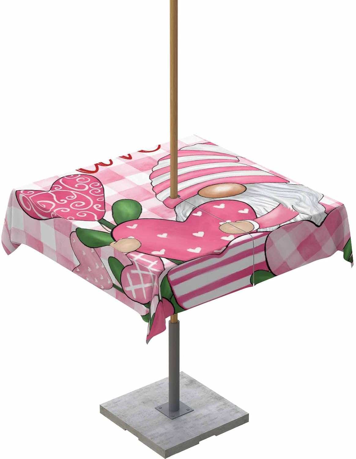 Waterproof Valentine's Day Gnome Tablecloth - 54x54in