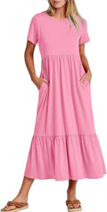 Womens Summer Maxi Dress Tiered A-Line Flowy Midi - Comfortable