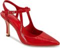 Patent Leather Womens Pointed Toe Ankle Strap Pumps - 8cm Heel