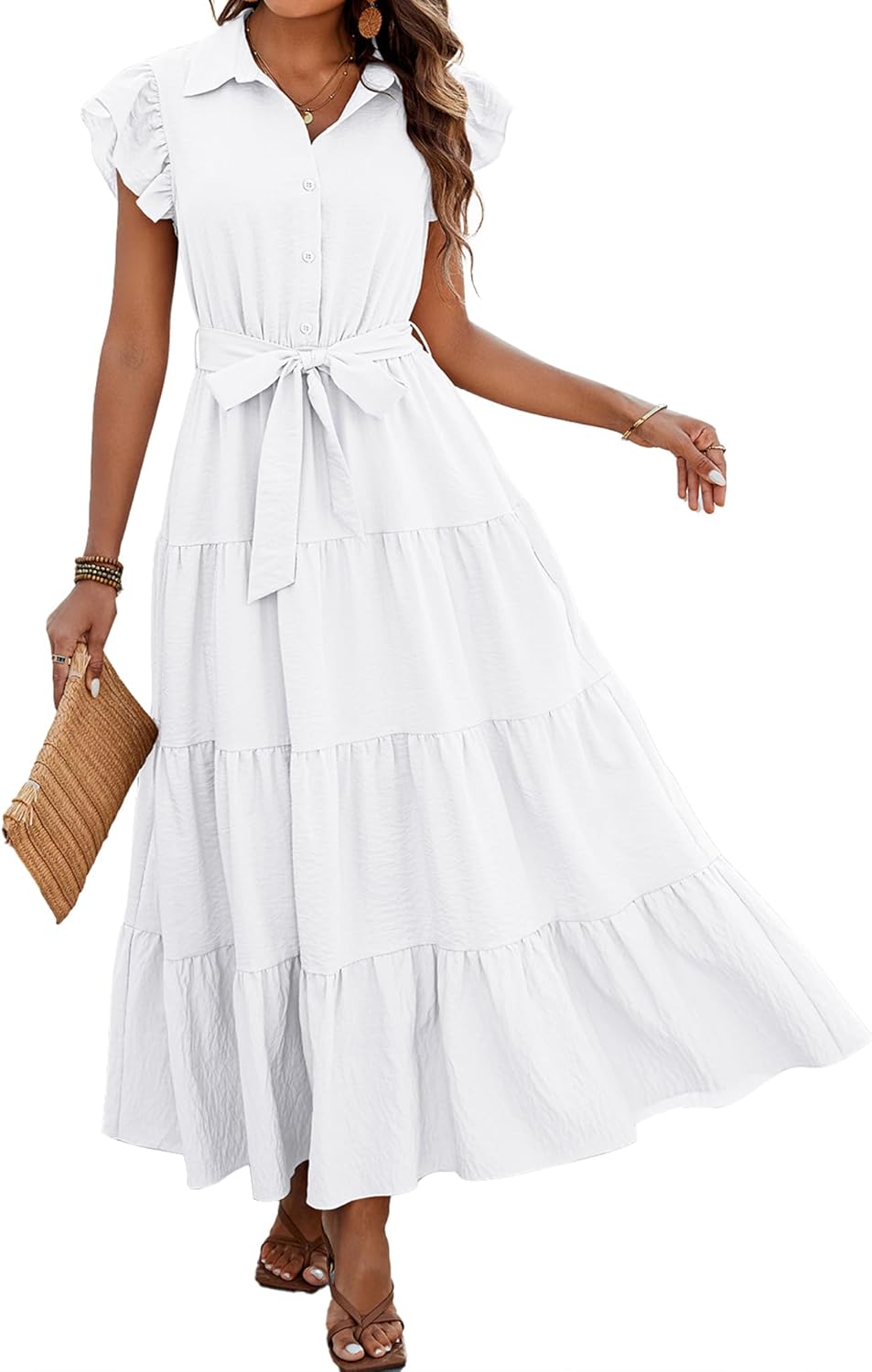 Dowerme Women's Summer Casual Dresses with Pockets and Belt