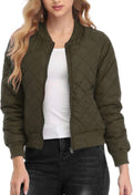 Women's Bomber Jacket Quilted Lightweight Zip Up Outerwear - Cozy Fit