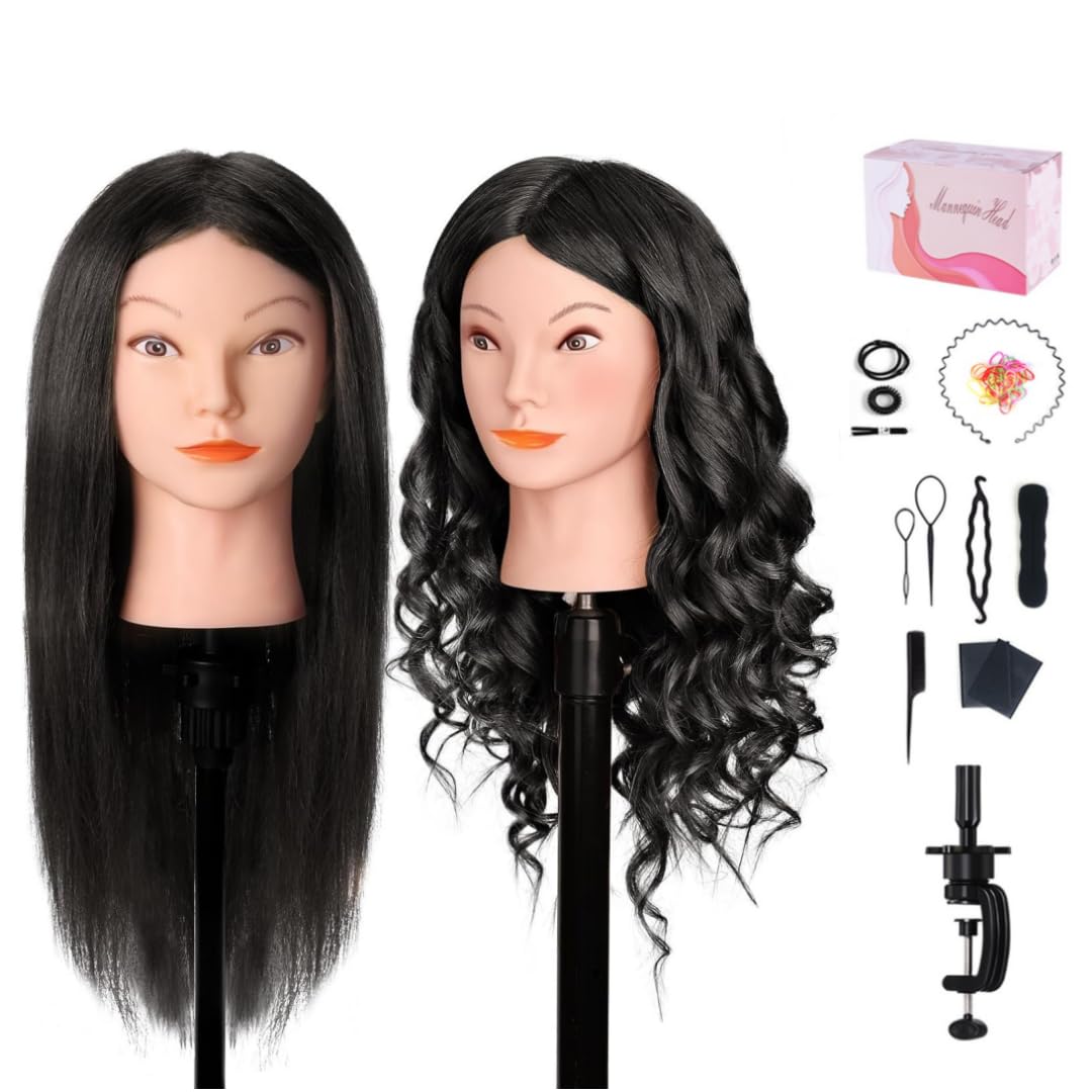 Mannequin Head with 100% Human Hair for Hair Styling Practice