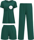 Maternity Nursing Pajamas Set 3 Piece - Short Sleeve Nursing PJs