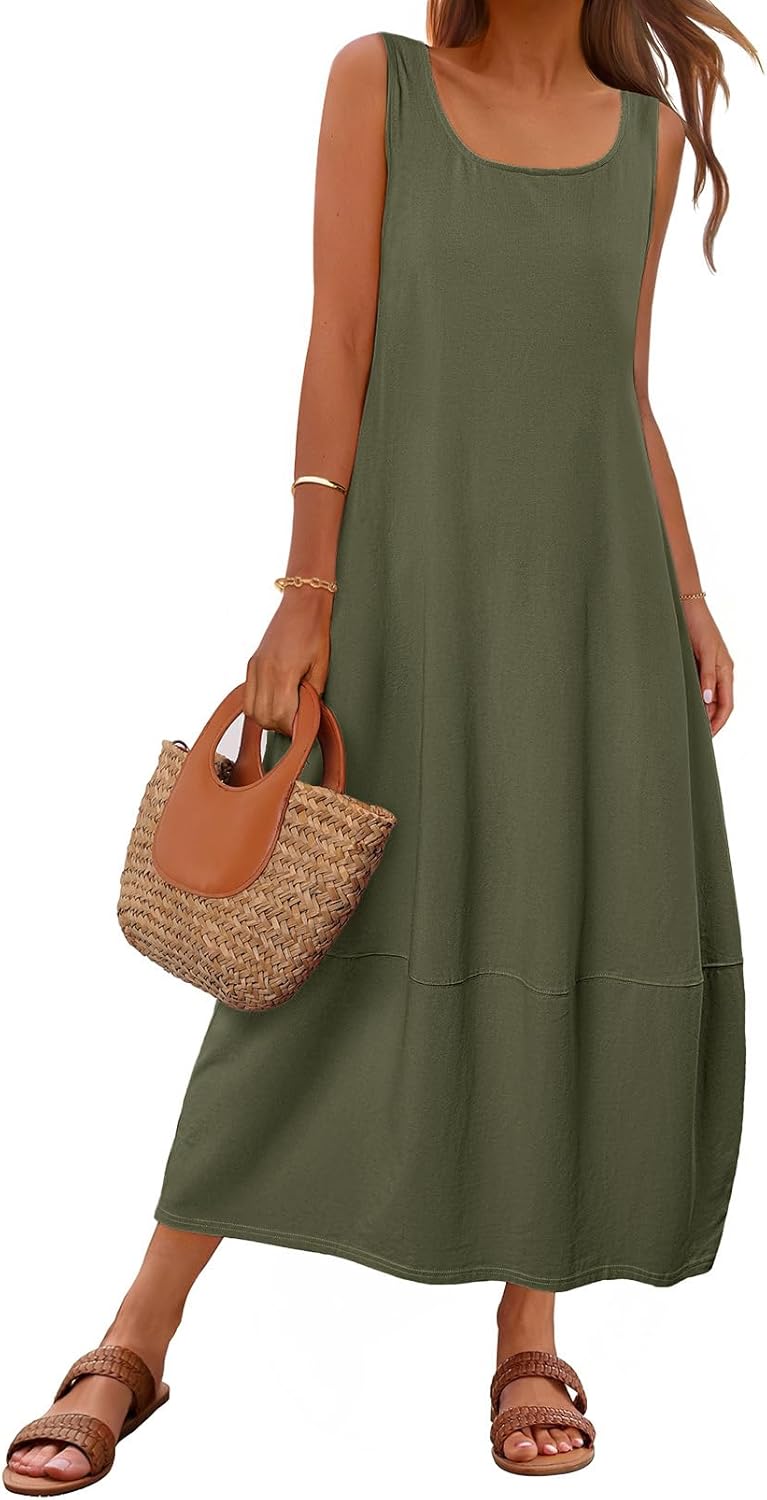 MEROKEETY Women's Casual Maxi Sundress for Summer Beach Fun