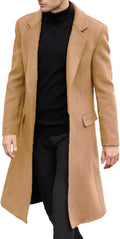 Men's Casual Trench Coat Slim Fit Notched Collar - Long