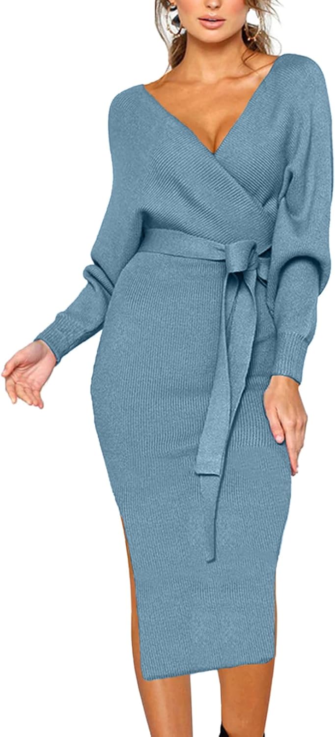 CHERFLY Women's V Neck Sweater Dress for Every Occasion