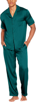 Ekouaer Men Satin Silk Pajamas Set 2 Piece Button Down (Style CG3G)