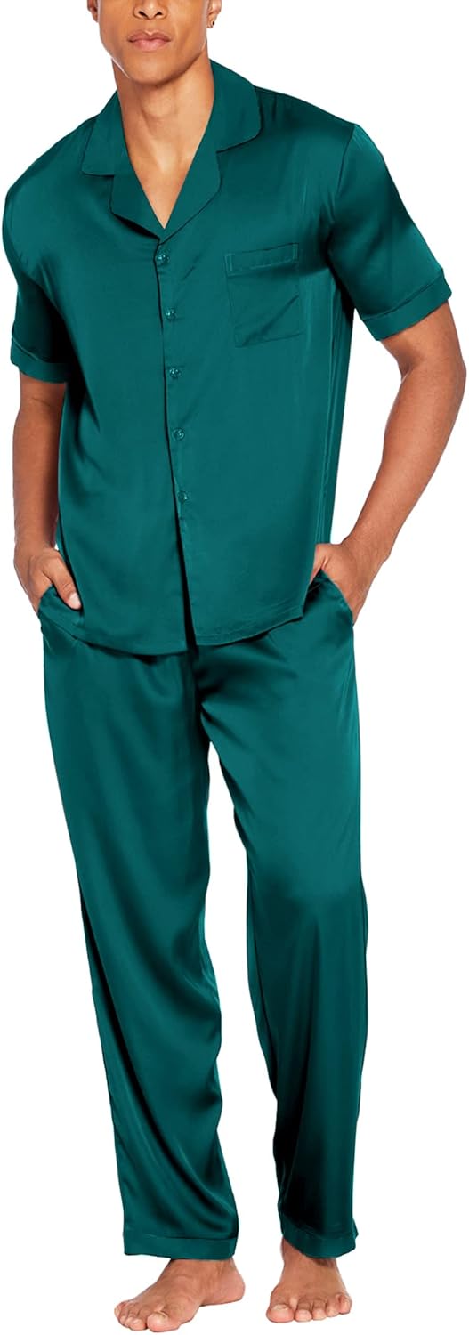 Ekouaer Men Satin Silk Pajamas Set for Ultimate Comfort