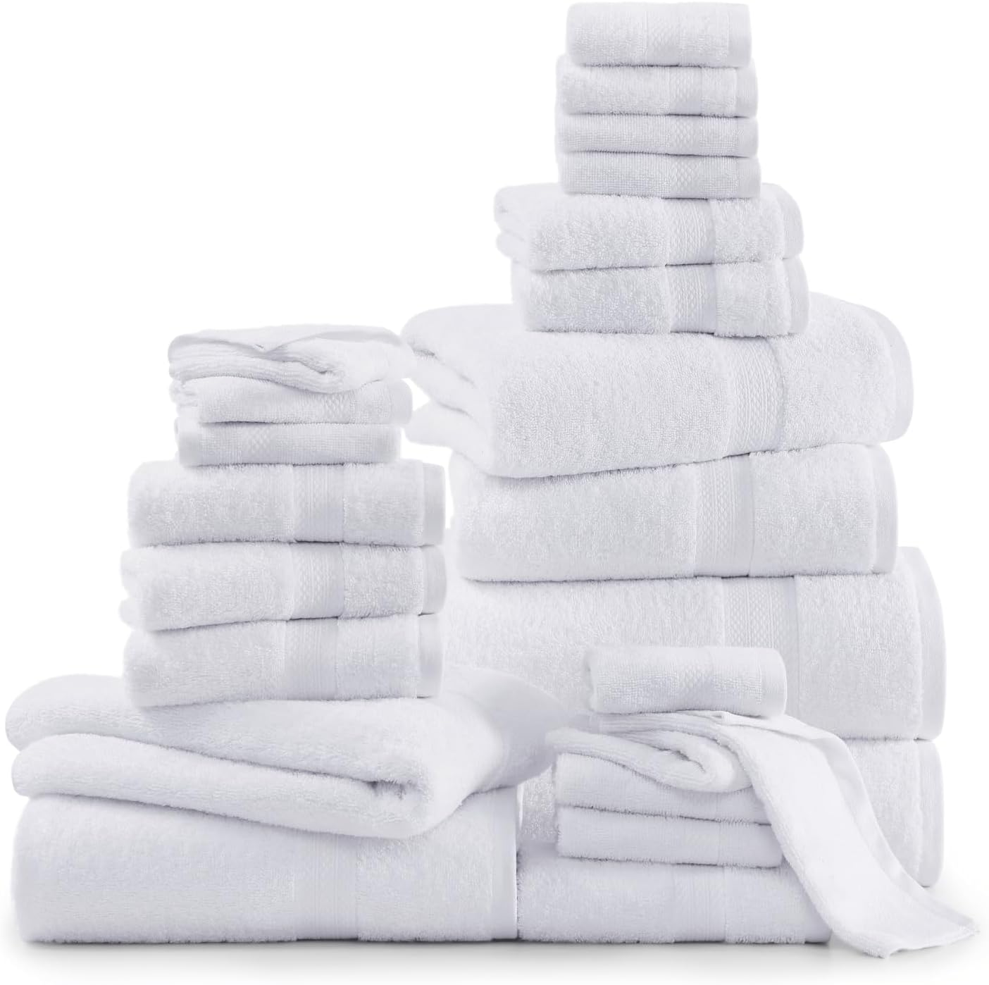 24 Piece Cotton Bath Towels Set for Luxurious Comfort and Durability