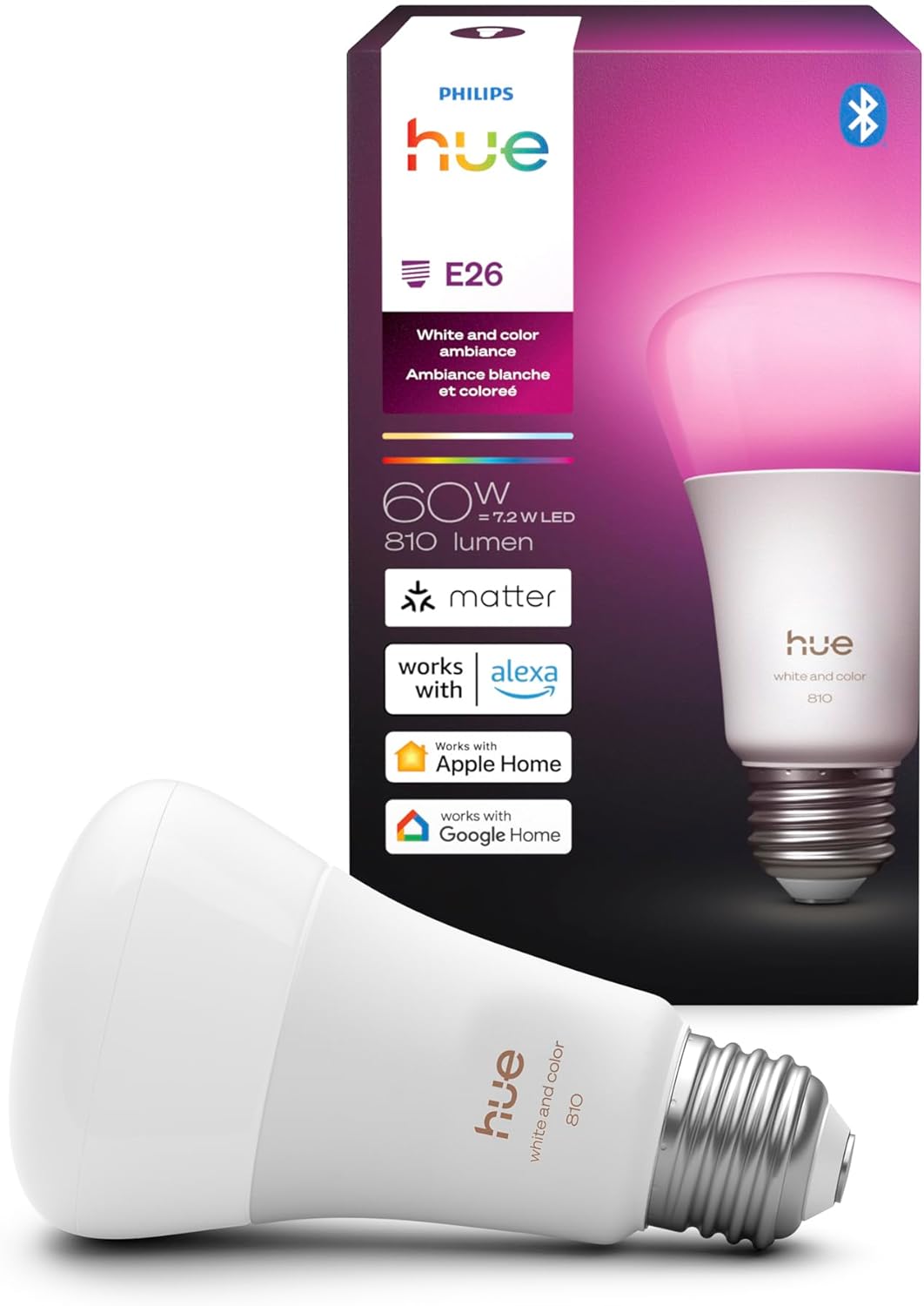 Philips Hue Smart LED A19 Bulb for Vibrant Home Lighting