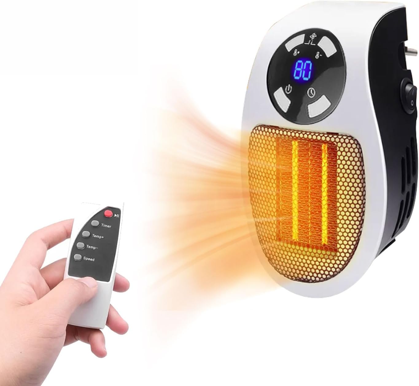500W Portable Electric Space Heater - Overheat Protection, LED Display