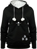 Womens Pouch Hoodie Big Kangaroo Little Pet Carrier Sweatshirt - Cozy