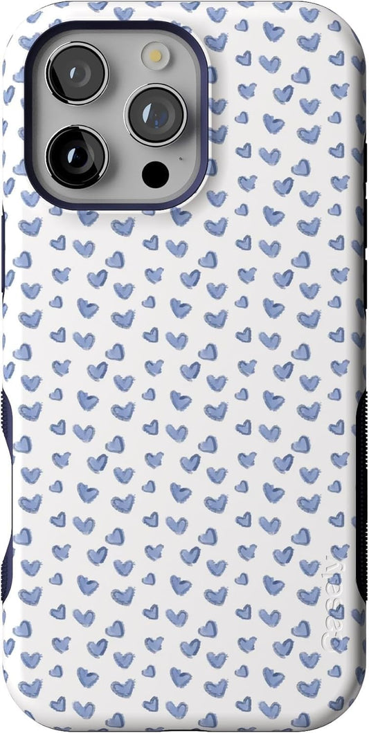 Casely iPhone 16 Pro Case Lovebug Blue Hearts Bold Protection