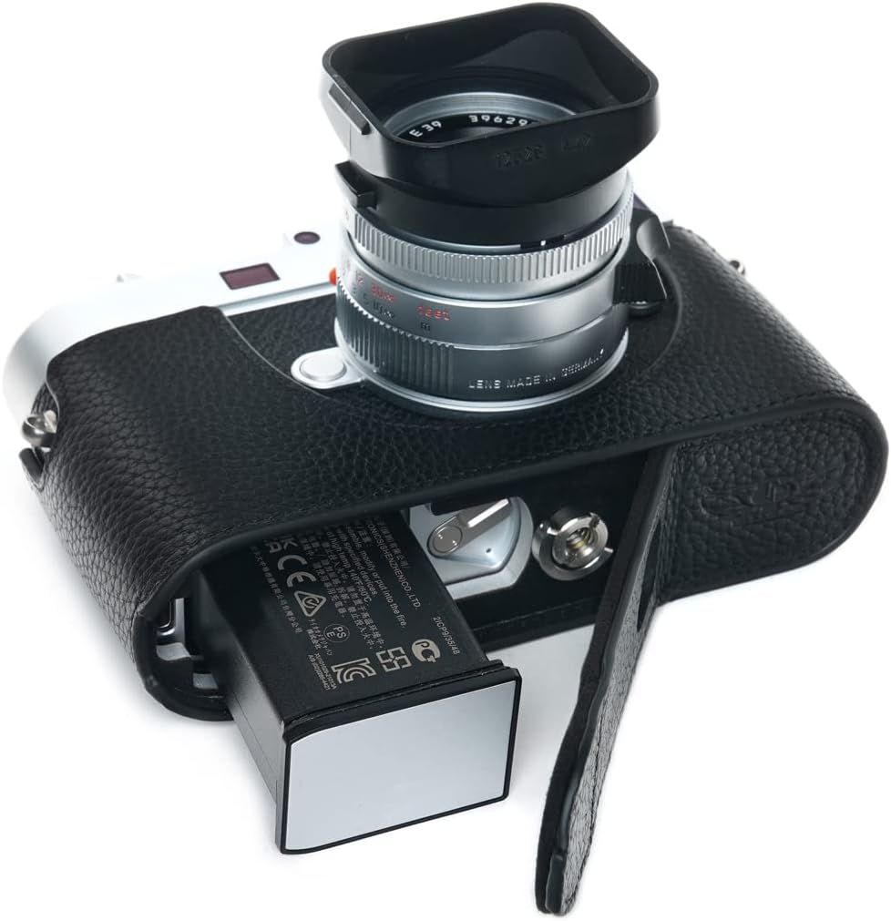 Handmade Genuine Leather Half Camera Case for Leica M11 Black