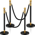 Ferraycle 4 Pcs 5 ft Stainless Steel Stanchion and Velvet Rope Set