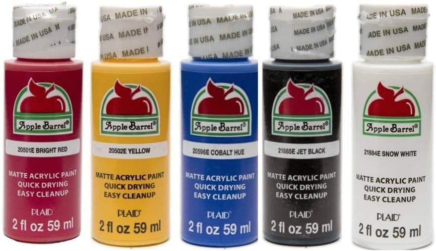 Matte Primary Color Acrylic Paint Set - 2oz Bottles, Crafting & Art Essentials