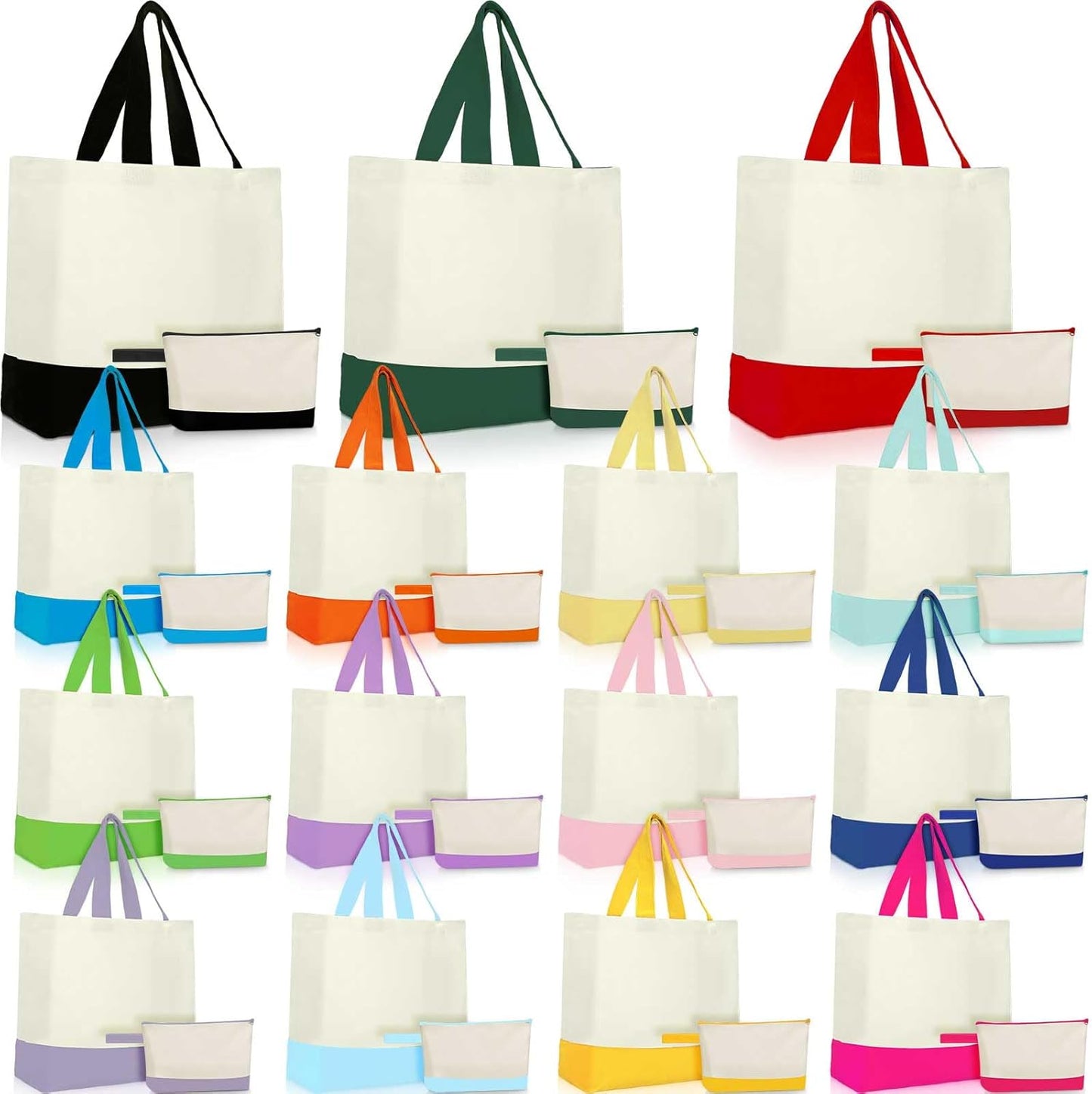 Sanwuta Canvas Tote Bags Bulk with Zipper Cosmetic Pouch