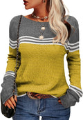 Womens Fall Fashion 2025 Colorblock Sweater - Lightweight Striped