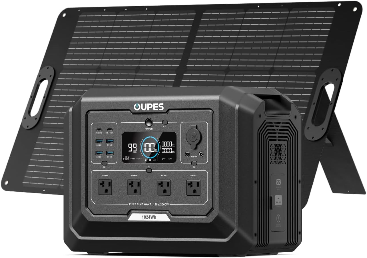 OUPES Mega 1 Solar Generator: 2000W Power Station & Panels