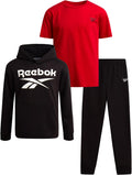Reebok Boys Sweatsuit Set 3 Piece Athletic Pullover Hoodie, Joggers