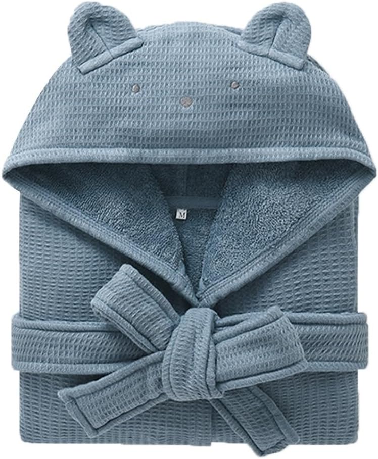 Boys Girls Terry Bathrobe - Soft Cotton Hooded Robe for Kids