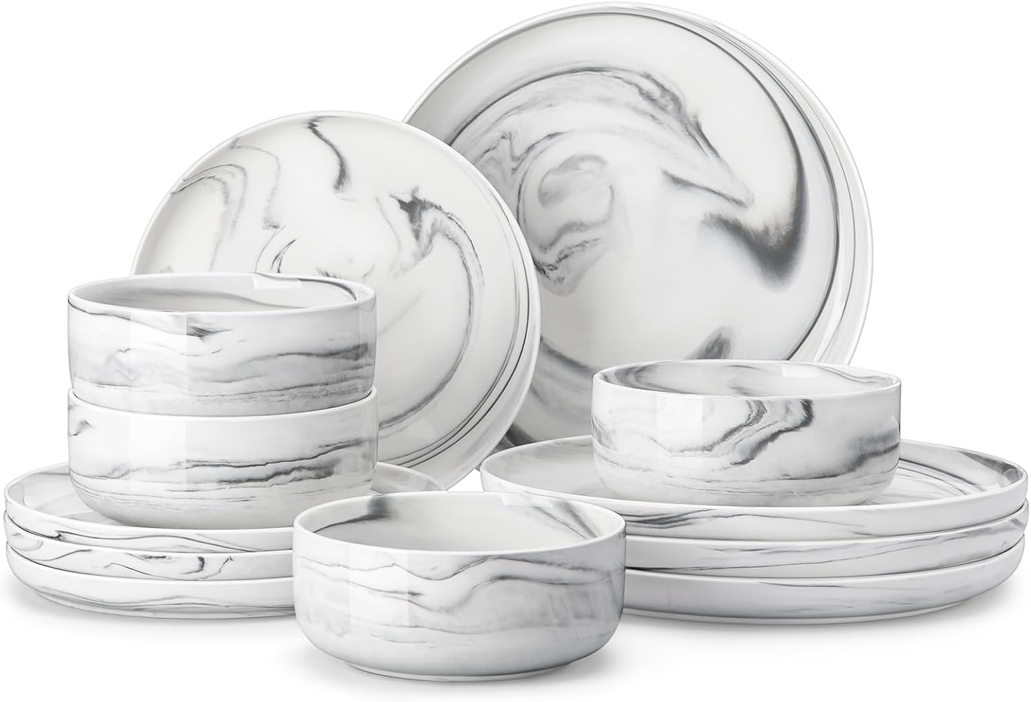 MALACASA 12 Pieces Dinnerware Set, Chip Resistant Ceramic Dish Set