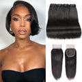 Liang Dian 8 in Human Hair Bundles with 10 in Closure - Short Natural