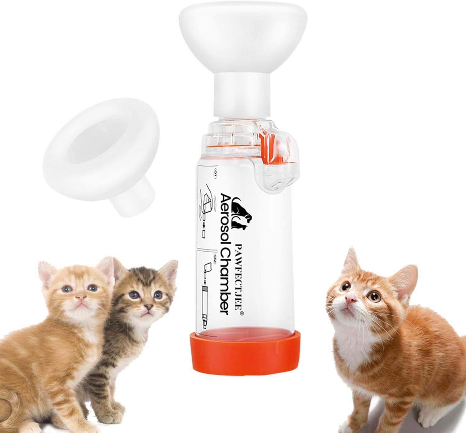 BreathEasy Pet Nebulizer Kit - Improved Inhaler for Cats/Dogs (Orange)