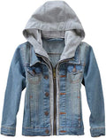 Mallimoda Kids Hooded Denim Jacket for Boys and Girls Outerwear