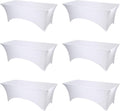 BRILLMAX 6 Pack White Fitted Spandex Table Covers for 8 ft Rectangular