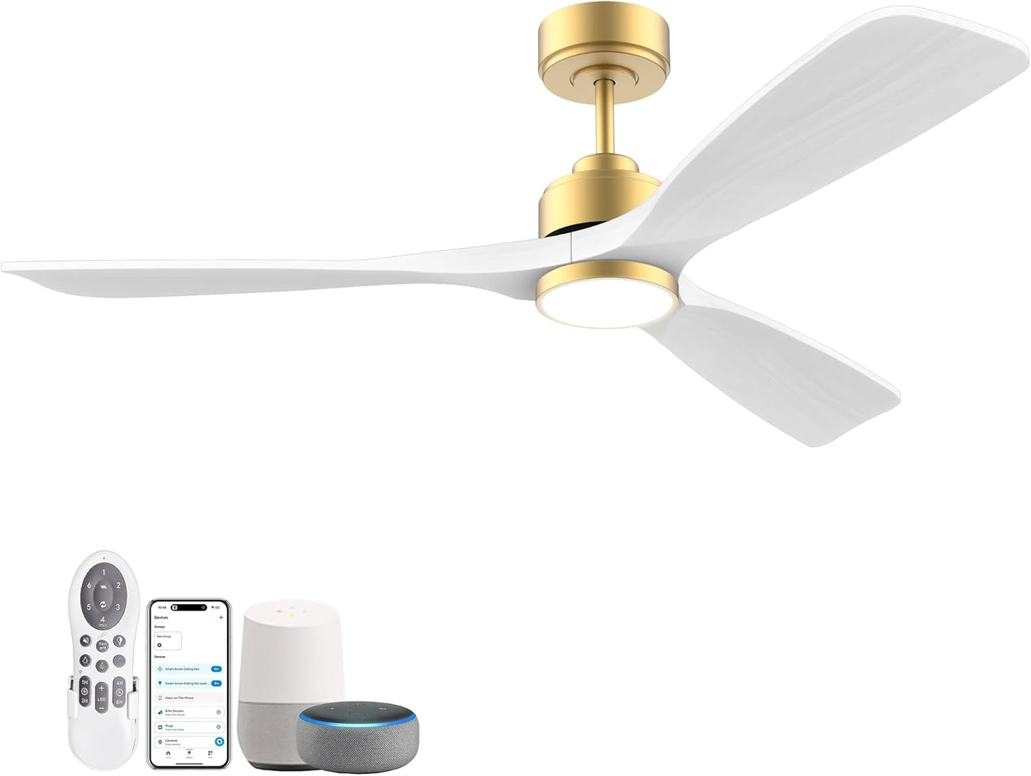 52 Inch Smart Ceiling Fan with Lights and Remote Control