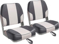 Low Back Folding Boat Seats Pair - Thick Cushions, 2-Pack