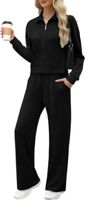 Lounge Sets for Women Sweatsuit 2 Piece Outfits - Wide Leg Comfort
