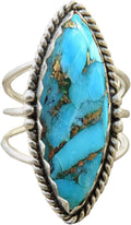 Blue Copper Turquoise Marquise Ring 925 Sterling Silver - Classy