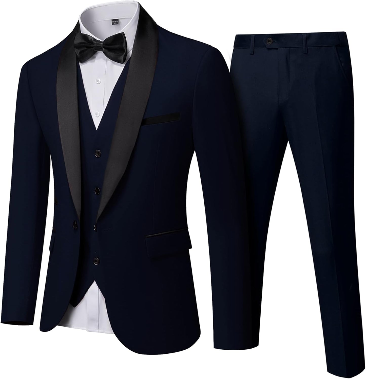 YND Men's 3 Piece Tuxedo Set for Weddings and Formal Events