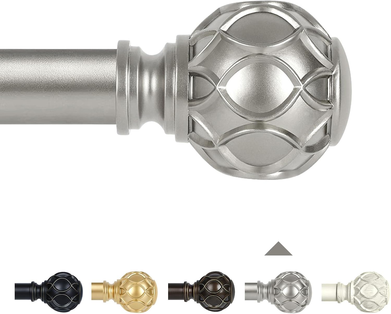 Silver Adjustable Curtain Rods for Windows: Heavy Duty 66-120 in