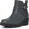 Wedge Ankle Boots for Women with Buckle and Side Zipper - Platform Lug