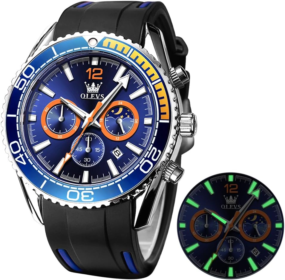 OLEVS Mens Watches Stylish Chronograph Waterproof Luminous Design
