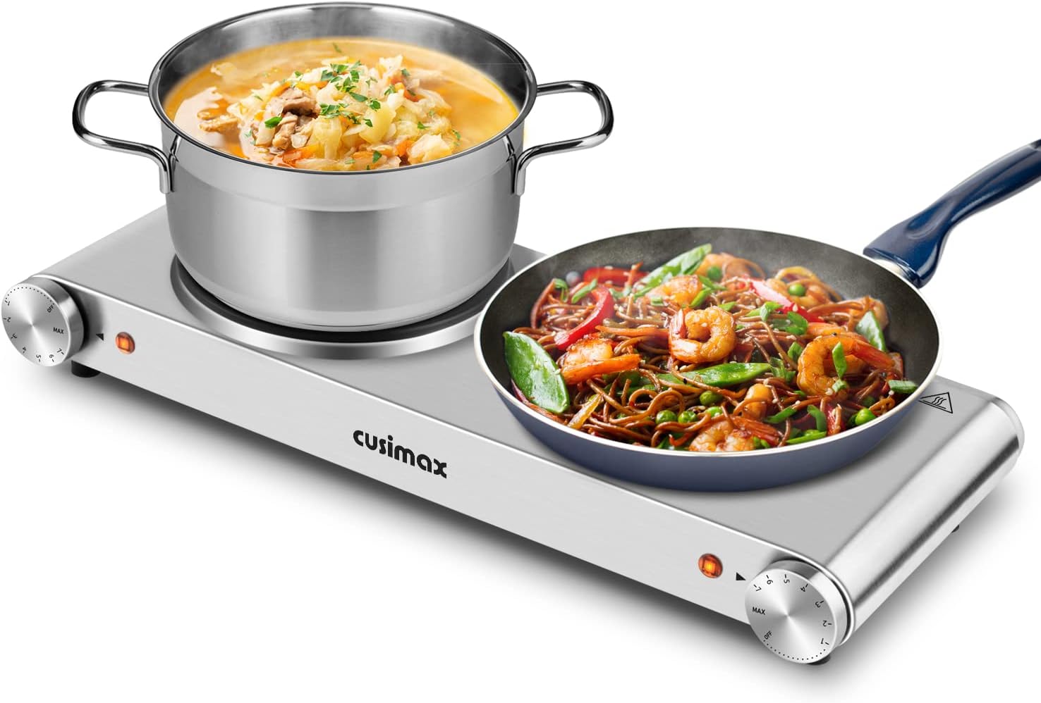 CUSIMAX Electric Double Burner Hot Plate for All Cookware