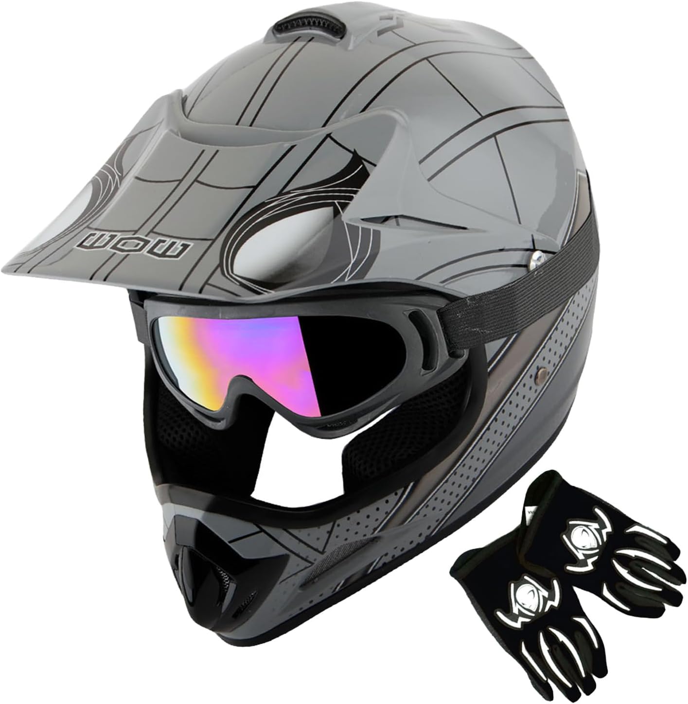 WOW Youth Kids Motocross Helmet Goggles and Gloves Bundle Review