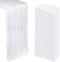 White Cheesecloth Table Runner 16 Pack 10ft - Sheer Boho Table Decor